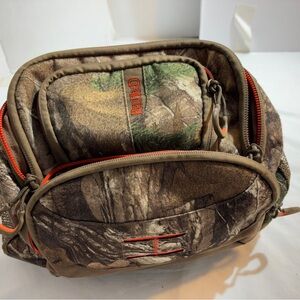 RedHead Men's Camouflage Waist Pack in Brown and Green with Orange Accents